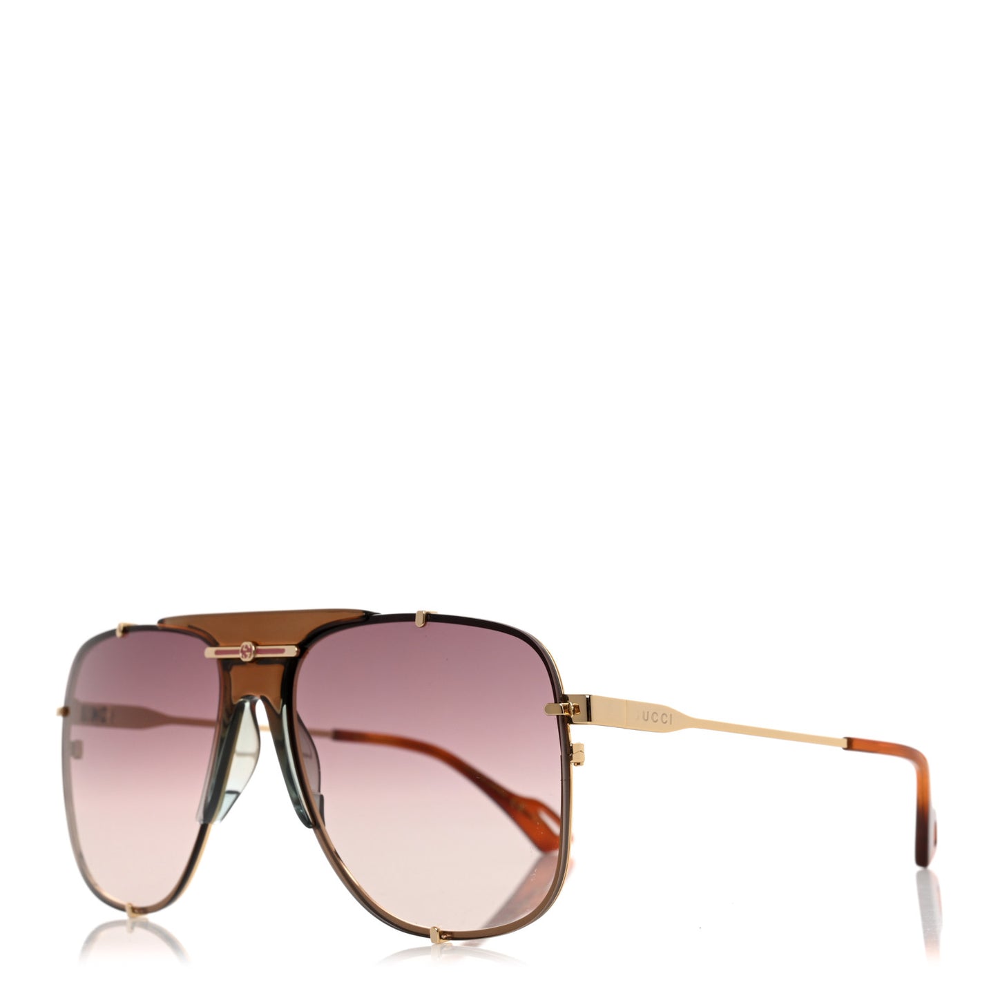 Metal Square Frame Sunglasses GG0739S Brown