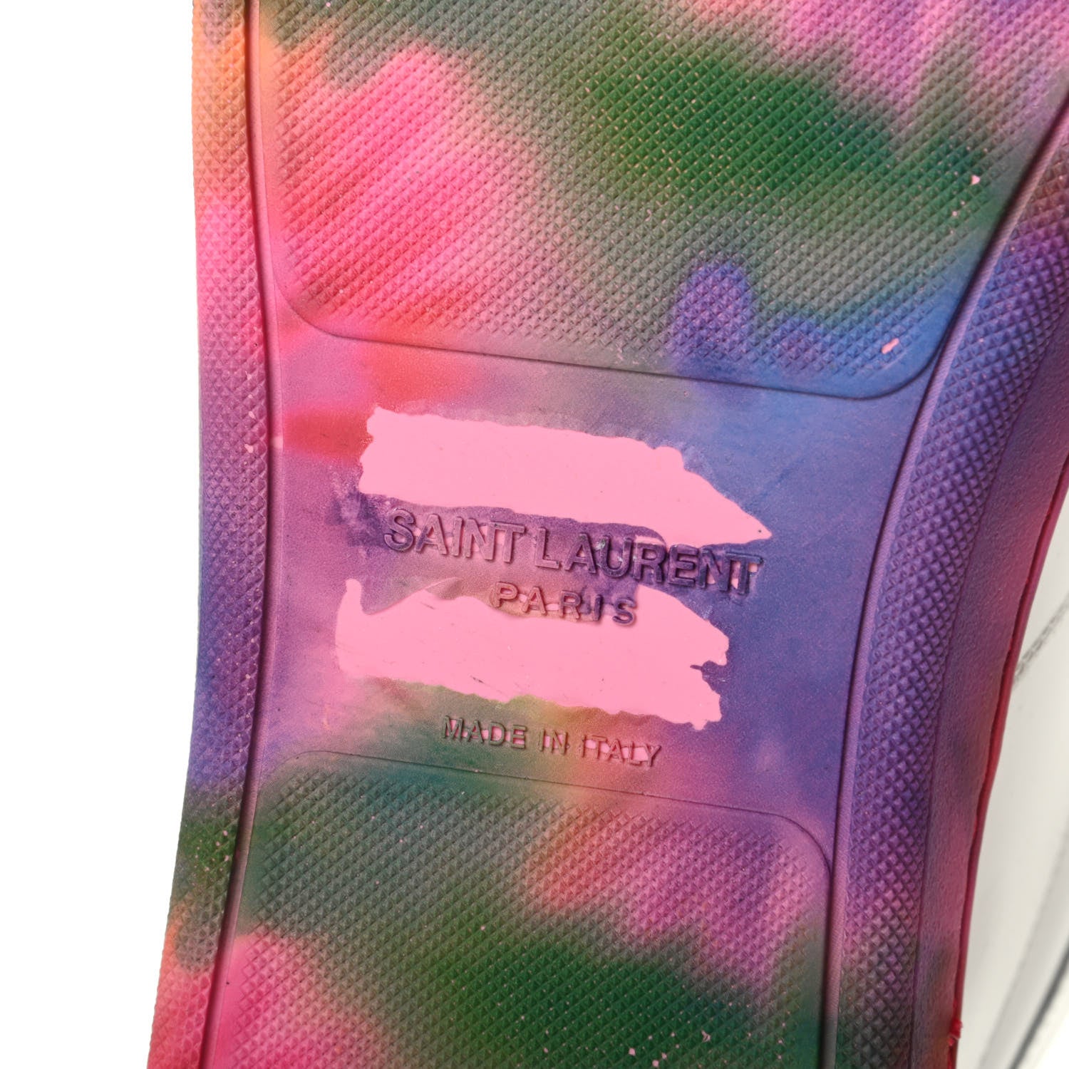 Saint Laurent Calfskin Mens Signature Court Classic SL/10H High Top Sneakers 42.5 Off White Multicolor Tie-Dye 6 of 8