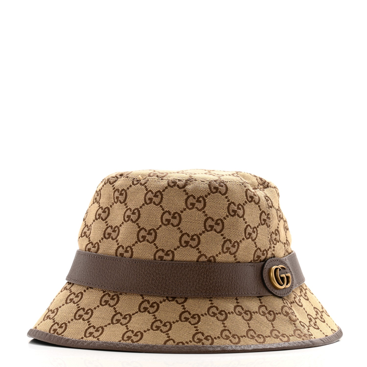 Gucci Monogram Textured Dollar Calfskin GG Jago Bucket Hat XL Cacao Beige 1 of 11