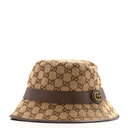 Gucci Monogram Textured Dollar Calfskin GG Jago Bucket Hat XL Cacao Beige 1 of 11