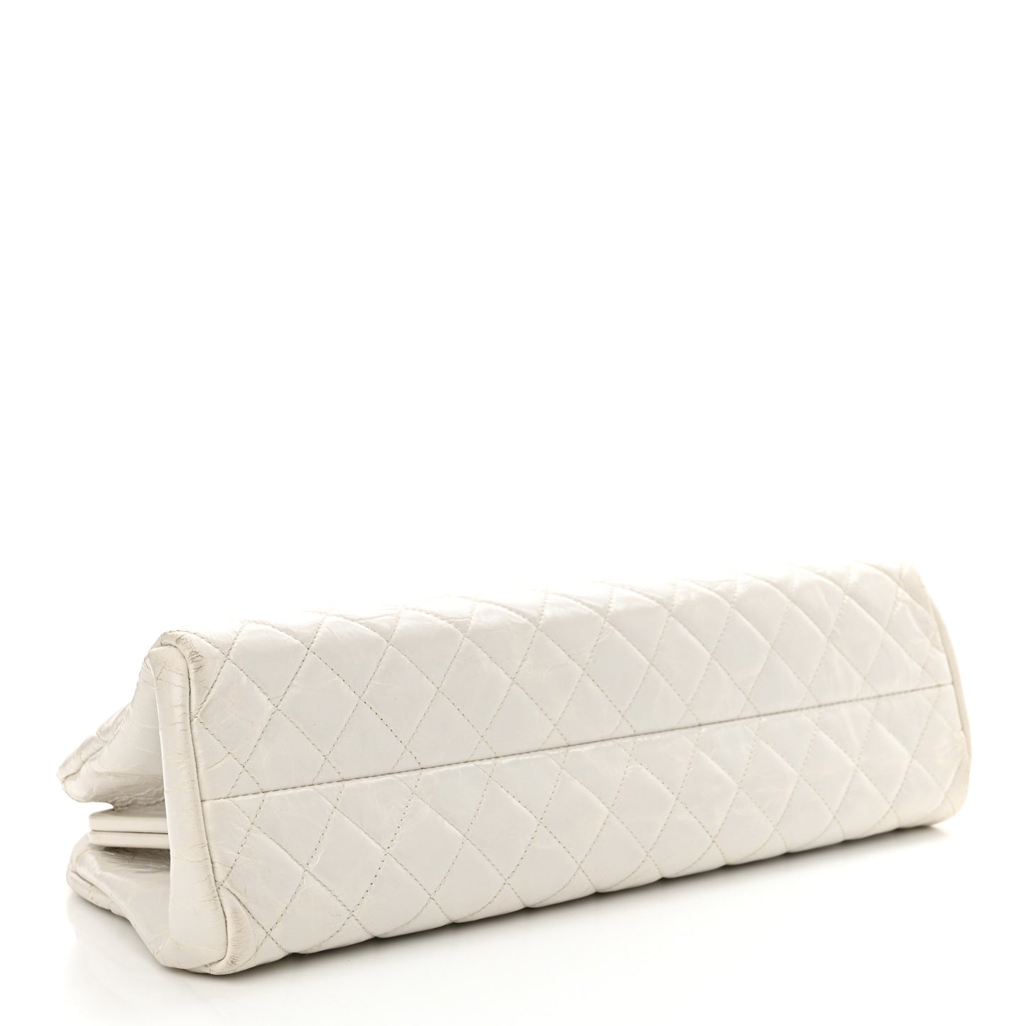 Glazed Calfskin Quilted Medium Just Mademoiselle Bowling Bag White