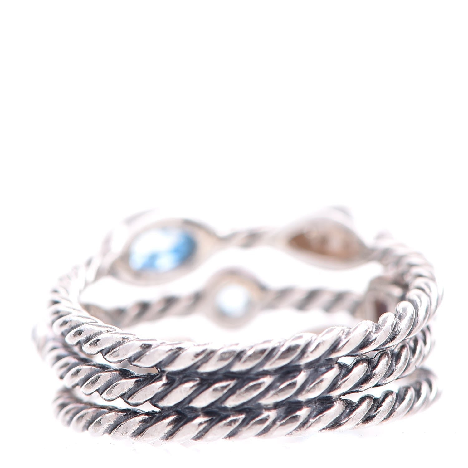 David Yurman Sterling Silver Diamond Iolite Topaz Confetti 3 Row Ring 52 6 4 of 5