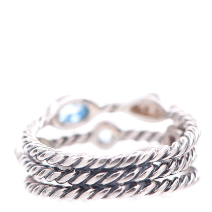 David Yurman Sterling Silver Diamond Iolite Topaz Confetti 3 Row Ring 52 6 4 of 5