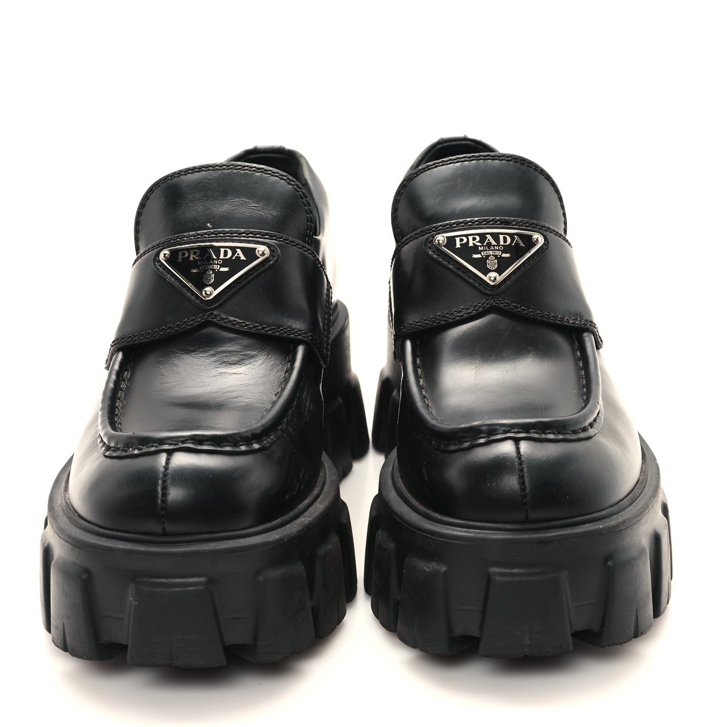 Spazzolato Rois Metal Triangle Logo Monolith 55mm Loafers 35 Black