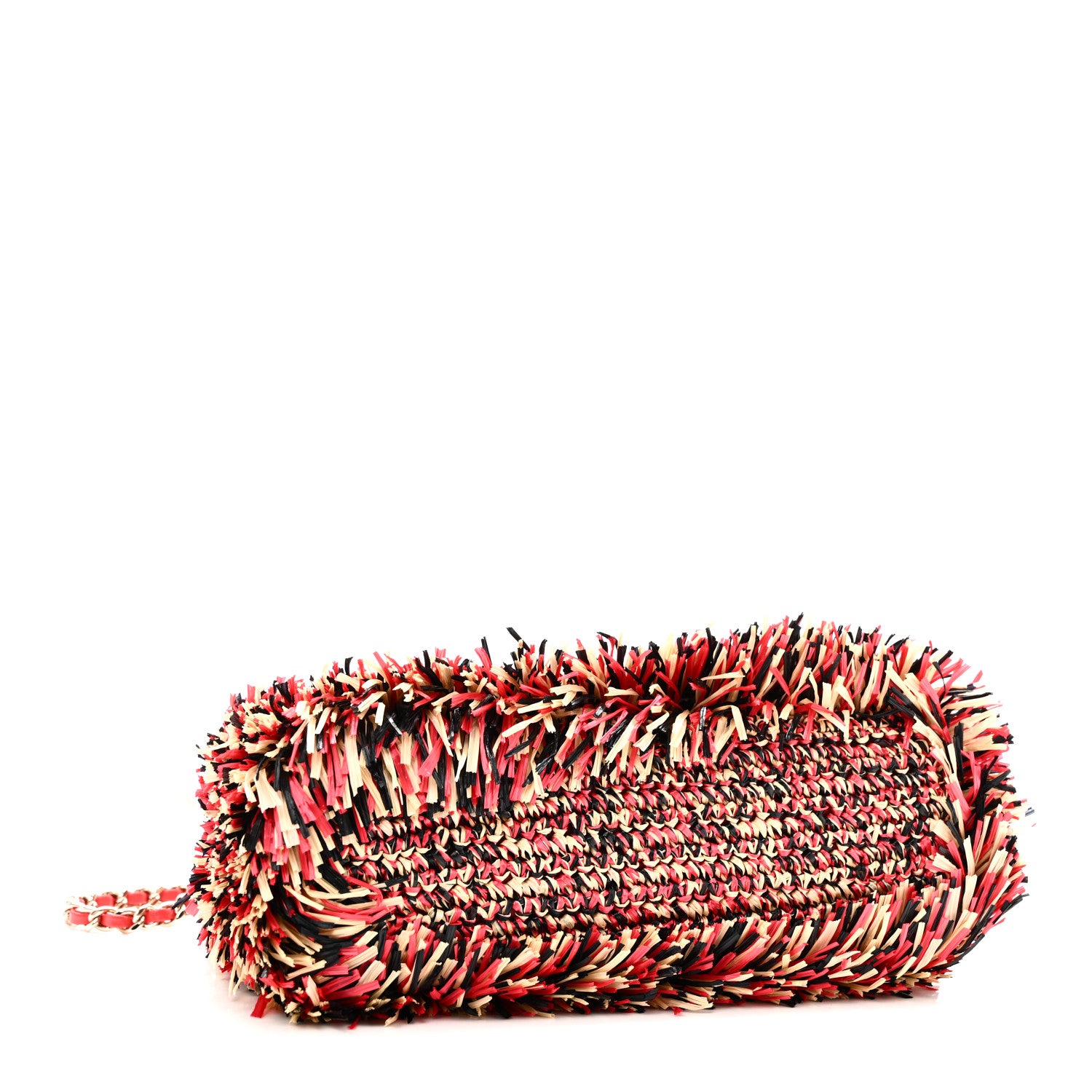 Chanel Raffia Fringe Nano Kelly Shopper Red Beige Black 4 of 10