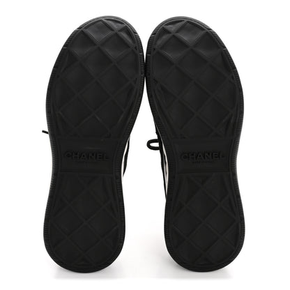 Chanel Suede Calfskin Nylon Grosgrain CC Sneakers 38 Black 6 of 10