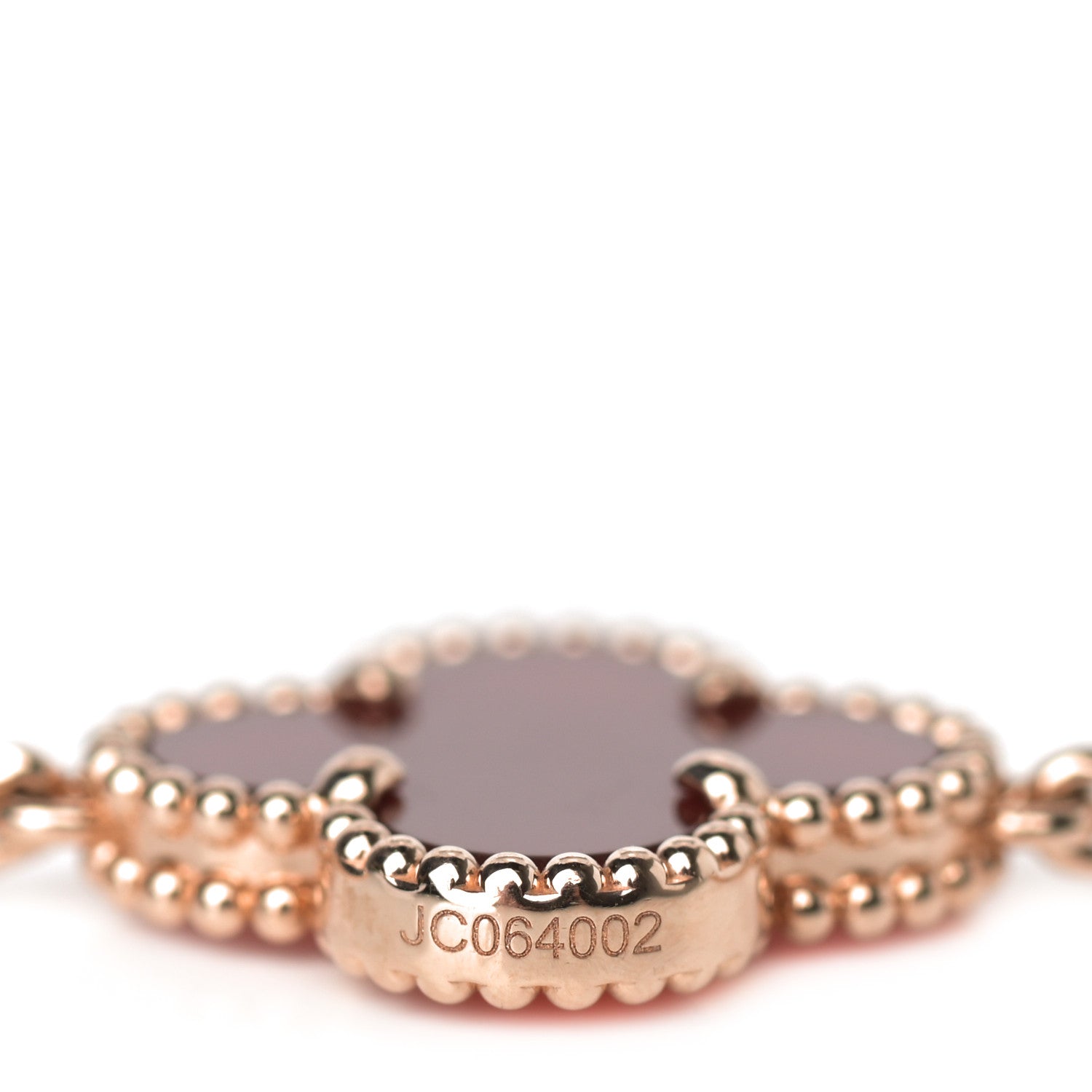 Van Cleef & Arpels 18K Rose Gold Carnelian 5 Motifs Guilloche Vintage Alhambra Bracelet 5 of 6