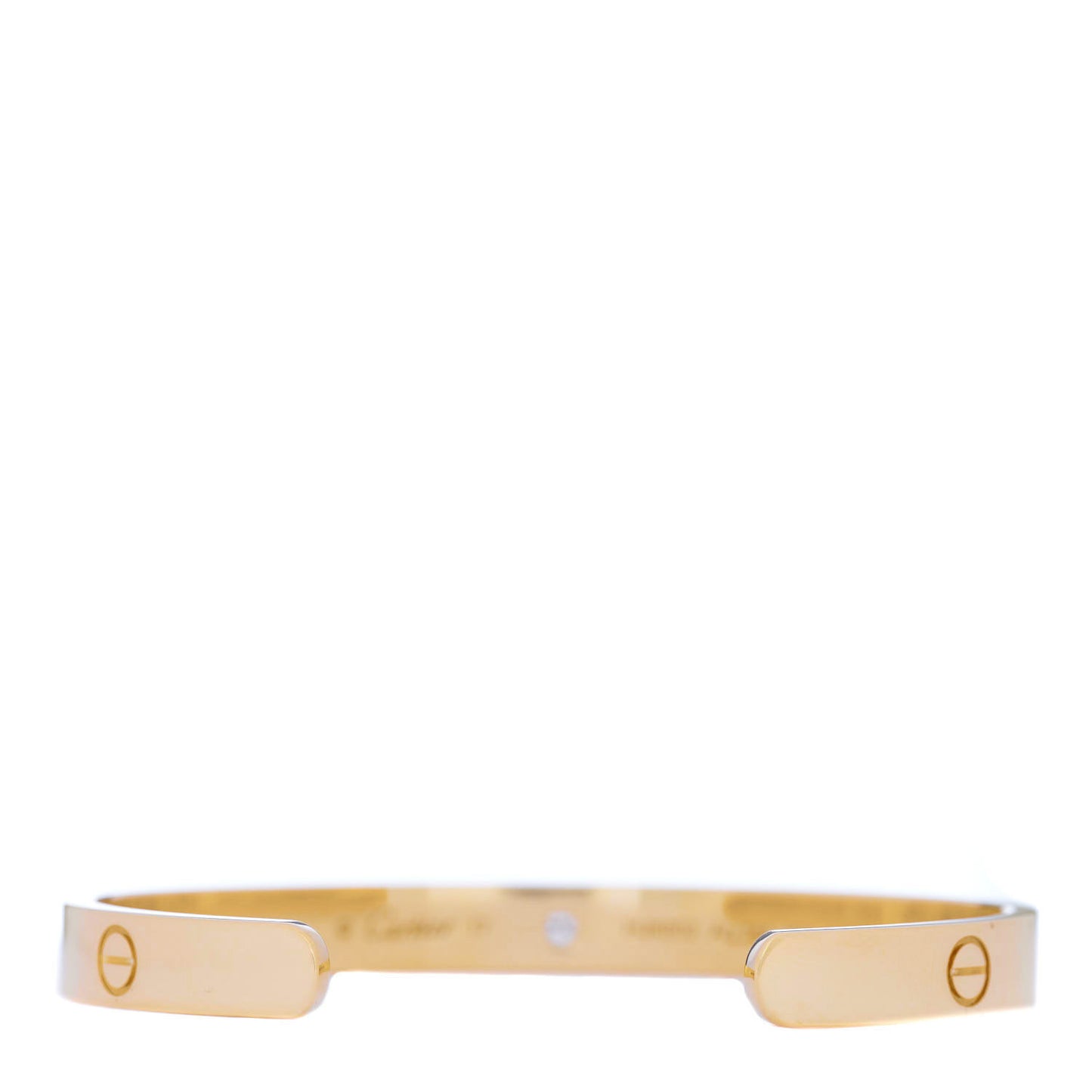 18K Yellow Gold 1 Diamond LOVE Cuff Bracelet 17