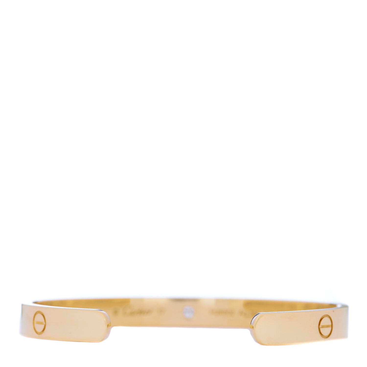 Cartier 18K Yellow Gold 1 Diamond LOVE Cuff Bracelet 17 2 of 4