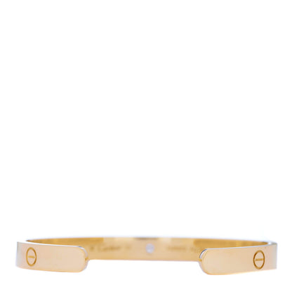 Cartier 18K Yellow Gold 1 Diamond LOVE Cuff Bracelet 17 2 of 4