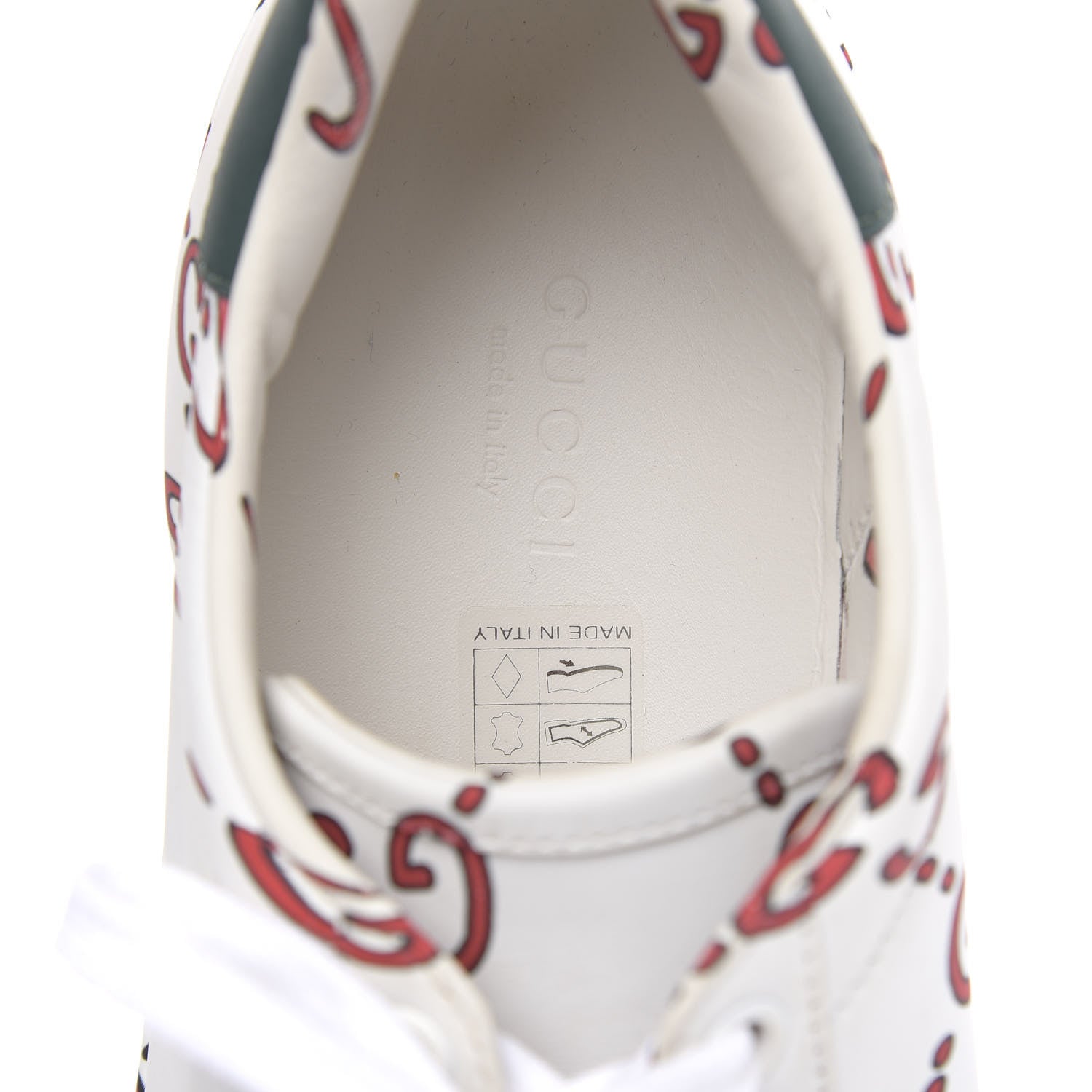 Gucci Calfskin GucciGhost Print Womens Ace Sneakers 39 White Hibiscus Red 6 of 10