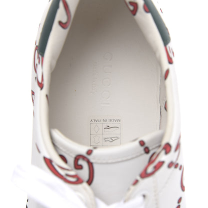 Gucci Calfskin GucciGhost Print Womens Ace Sneakers 39 White Hibiscus Red 6 of 10