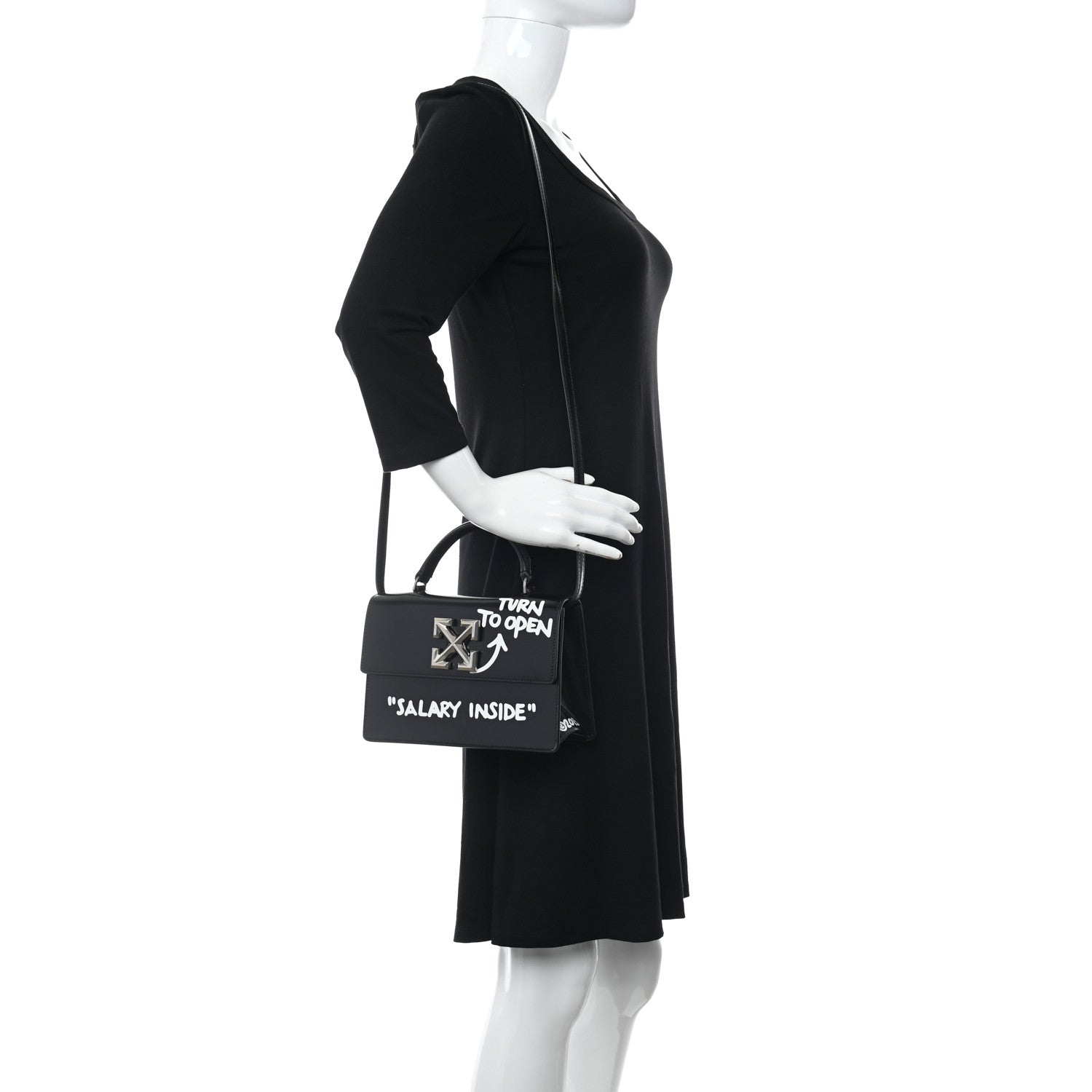 Off-White Calfskin Salary Jitney 1.4 Shoulder Bag Black 2 of 10
