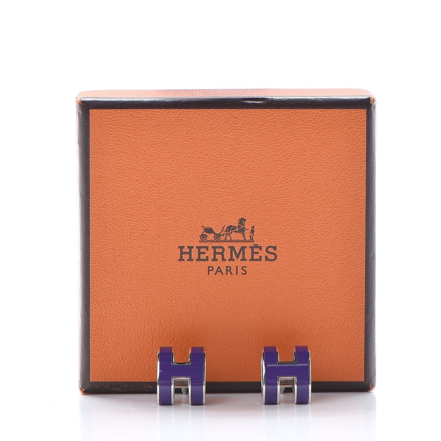 Hermes Palladium Lacquered Pop H Earrings Ultraviolet 5 of 5