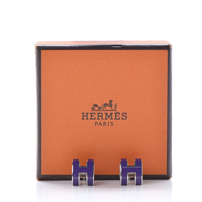 Hermes Palladium Lacquered Pop H Earrings Ultraviolet 5 of 5