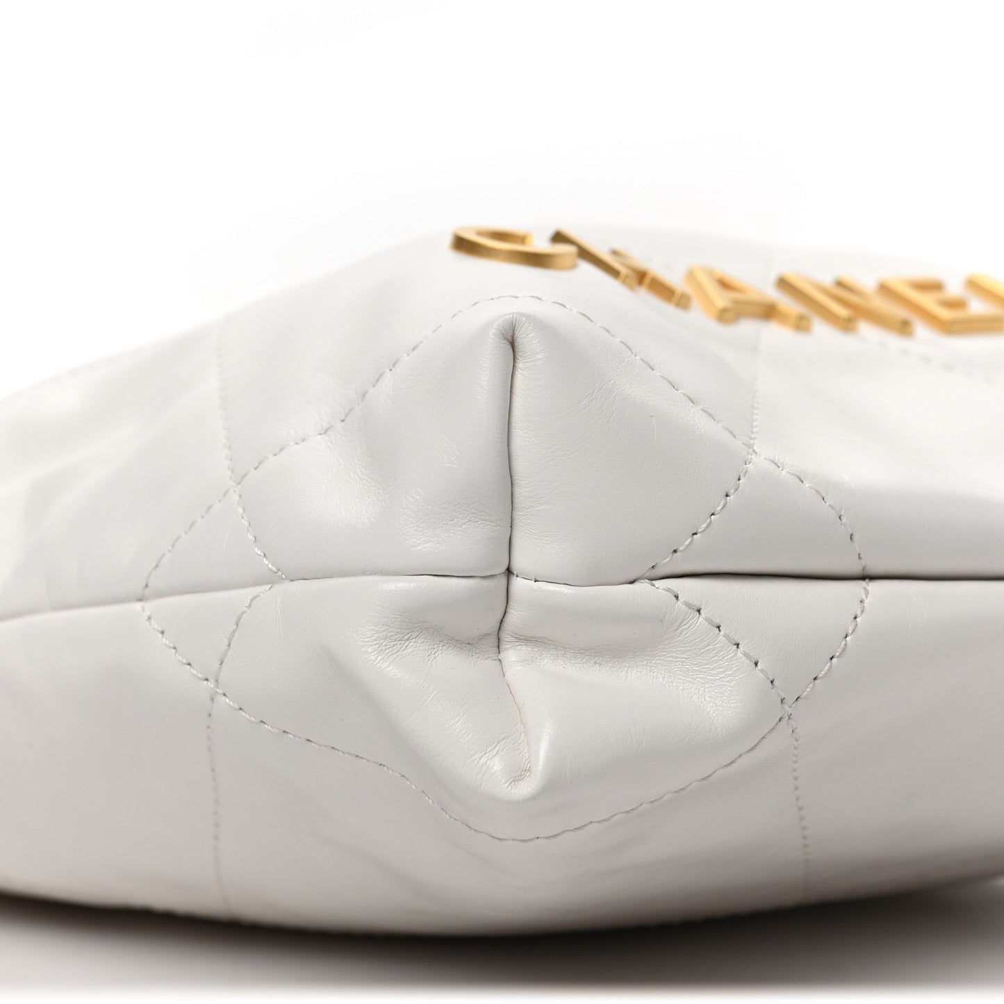 Shiny Calfskin Quilted Mini Chanel 22 White