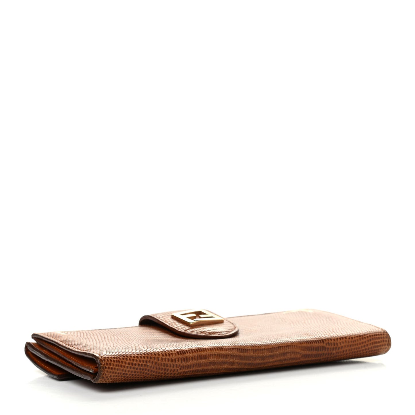 Calfskin Lizard Embossed Continental Wallet Cuoio