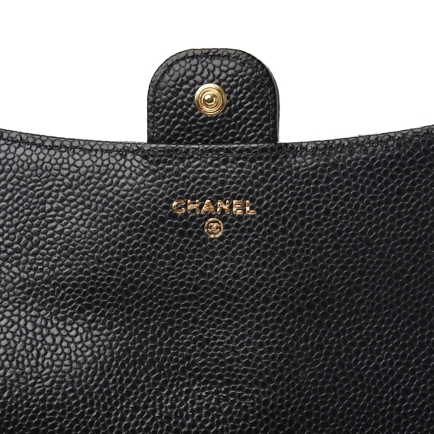 Caviar Quilted Large Gusset Flap Wallet Black
