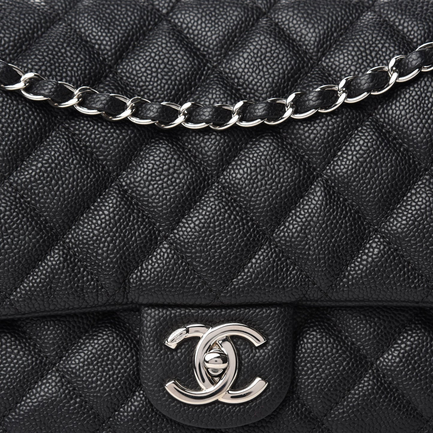 Caviar Quilted Jumbo Easy Flap Black