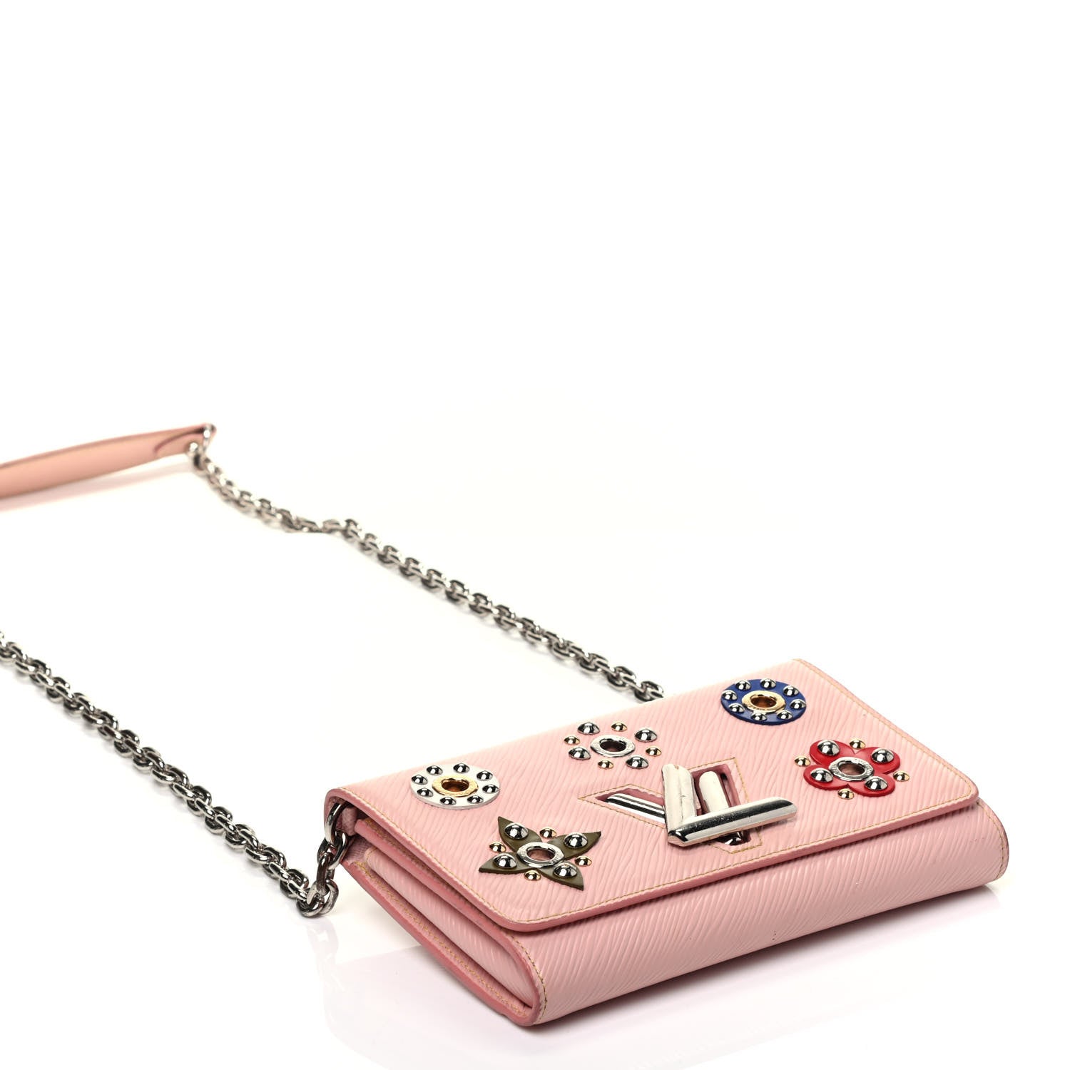Louis Vuitton Epi Mechanical Flowers Twist Chain Wallet Rose Ballerine 4 of 9
