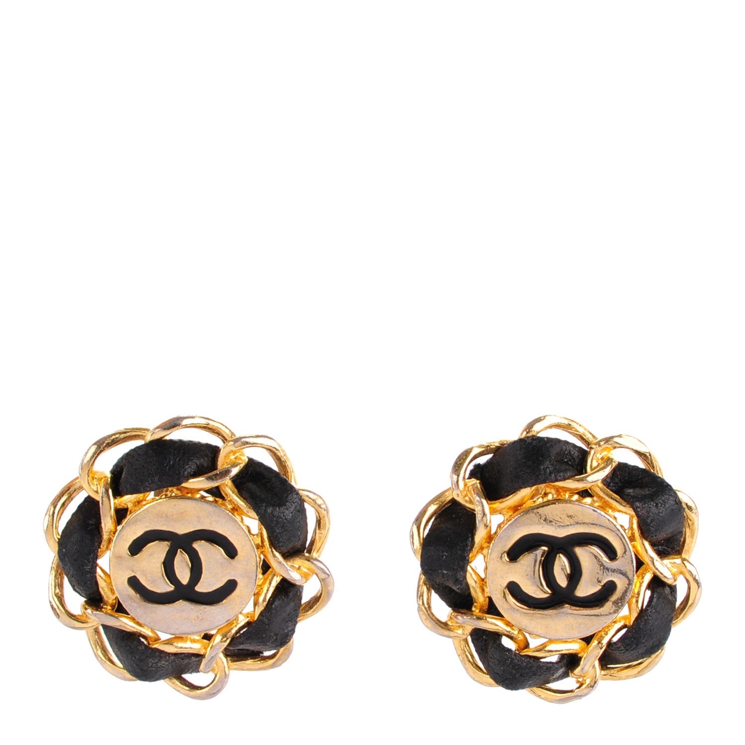 Chanel Lambskin Chain CC Clip On Earrings Gold 1 of 4