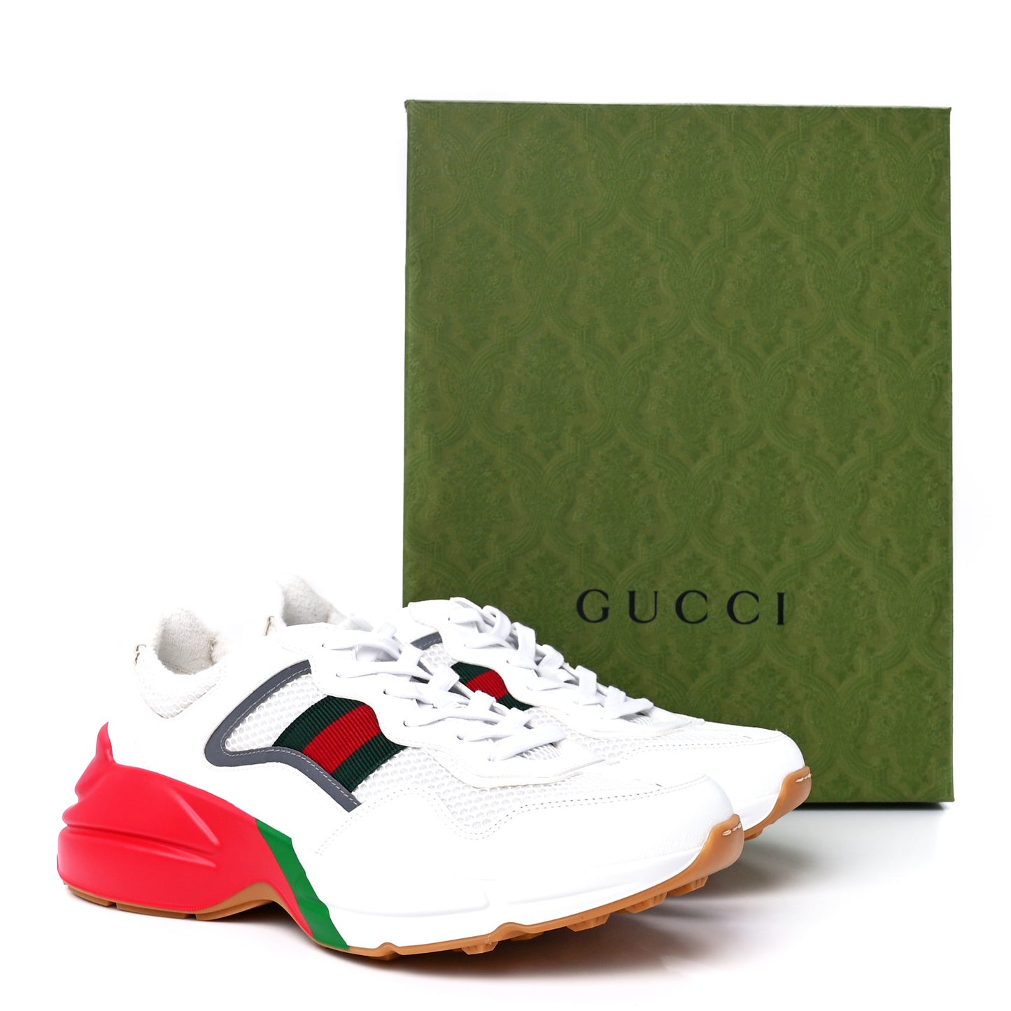 Lavaredo Eco Fabric Mesh Web Mens Rhyton Reflective Sneakers 9 Great White Green Red Silver