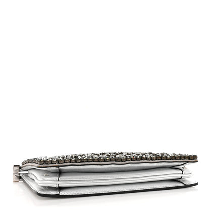 Valentino Garavani Nappa Beaded Embellished Carry Secrets Clutch Silver 4 of 11