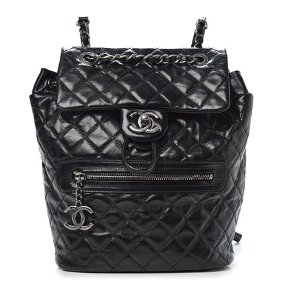 Chanel Glazed Calfskin Quilted Small Salzburg Mountain Backpack Black 1 of 9
