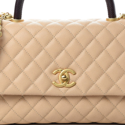 Chanel Caviar Lizard Embossed Quilted Small Coco Handle Flap Beige 8 of 11