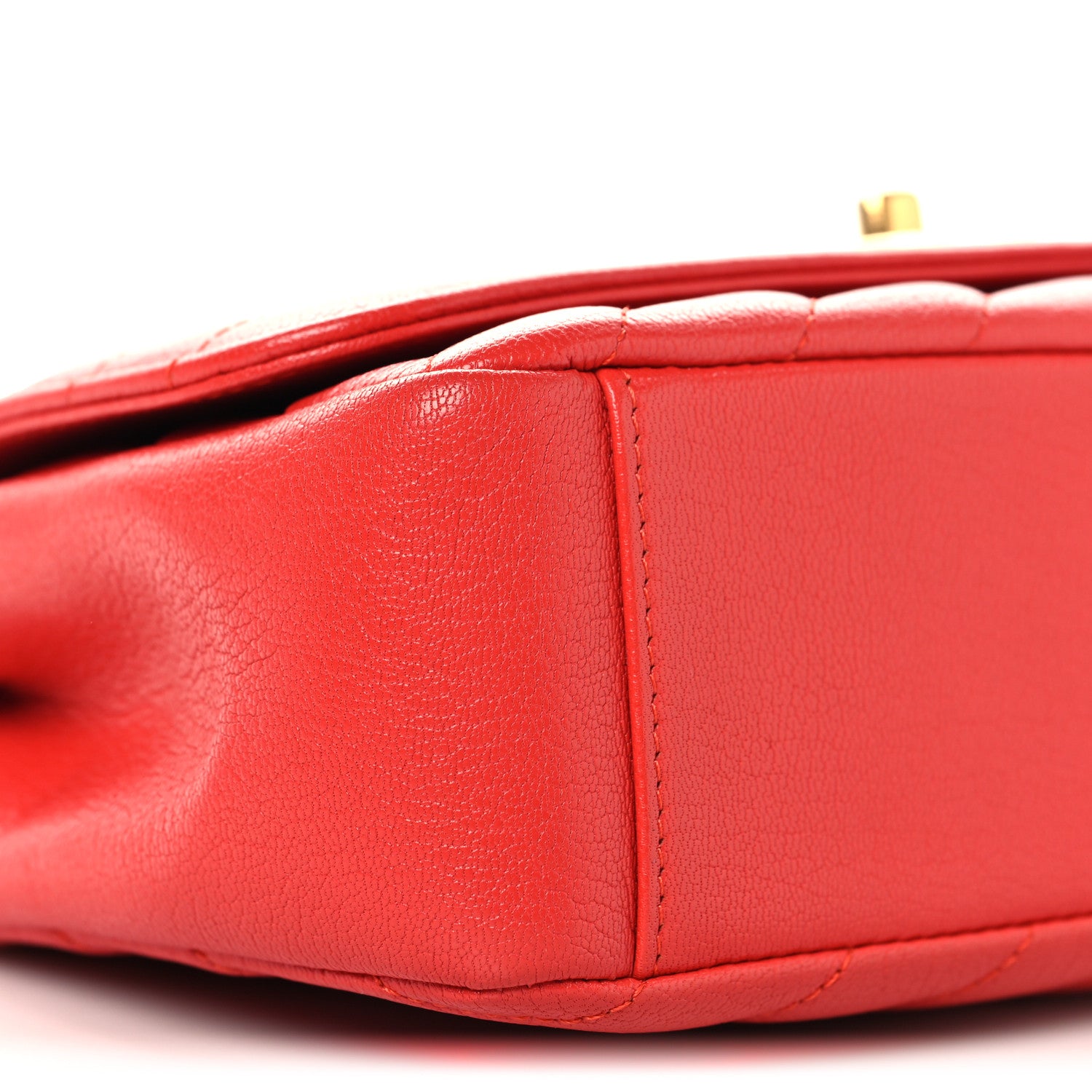 Chanel Shiny Goatskin Diagonal Quilted Small Flap Red 9 of 10