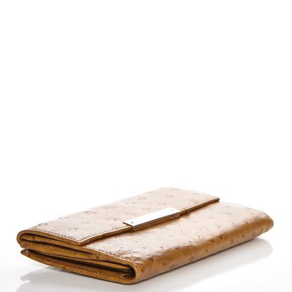 Gucci Ostrich Metal Bar Continental Wallet Tan 4 of 7