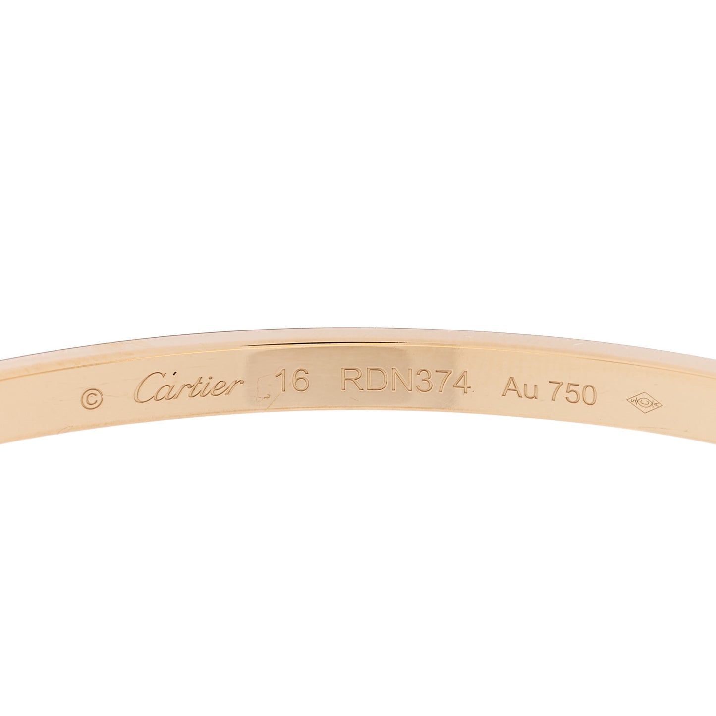18K Yellow Gold Small LOVE Bracelet 16