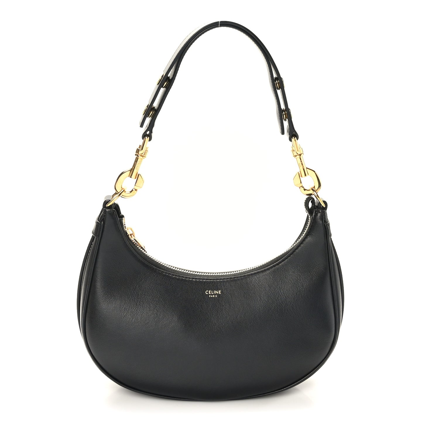 Smooth Calfskin Medium Strap Ava Shoulder Bag Black