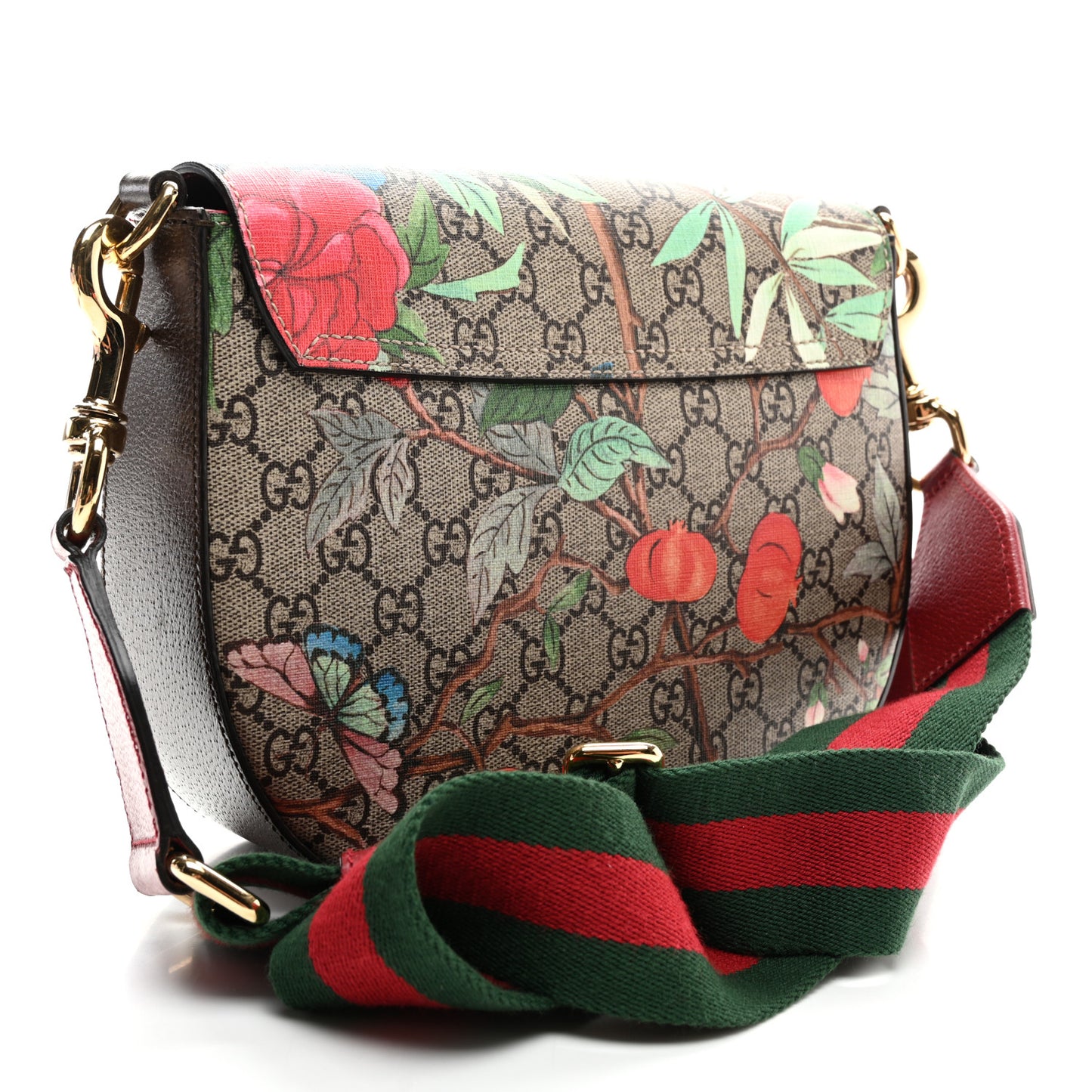 GG Supreme Monogram Tian Web Medium Padlock Messenger Shoulder Bag Beige Multicolor New Acero