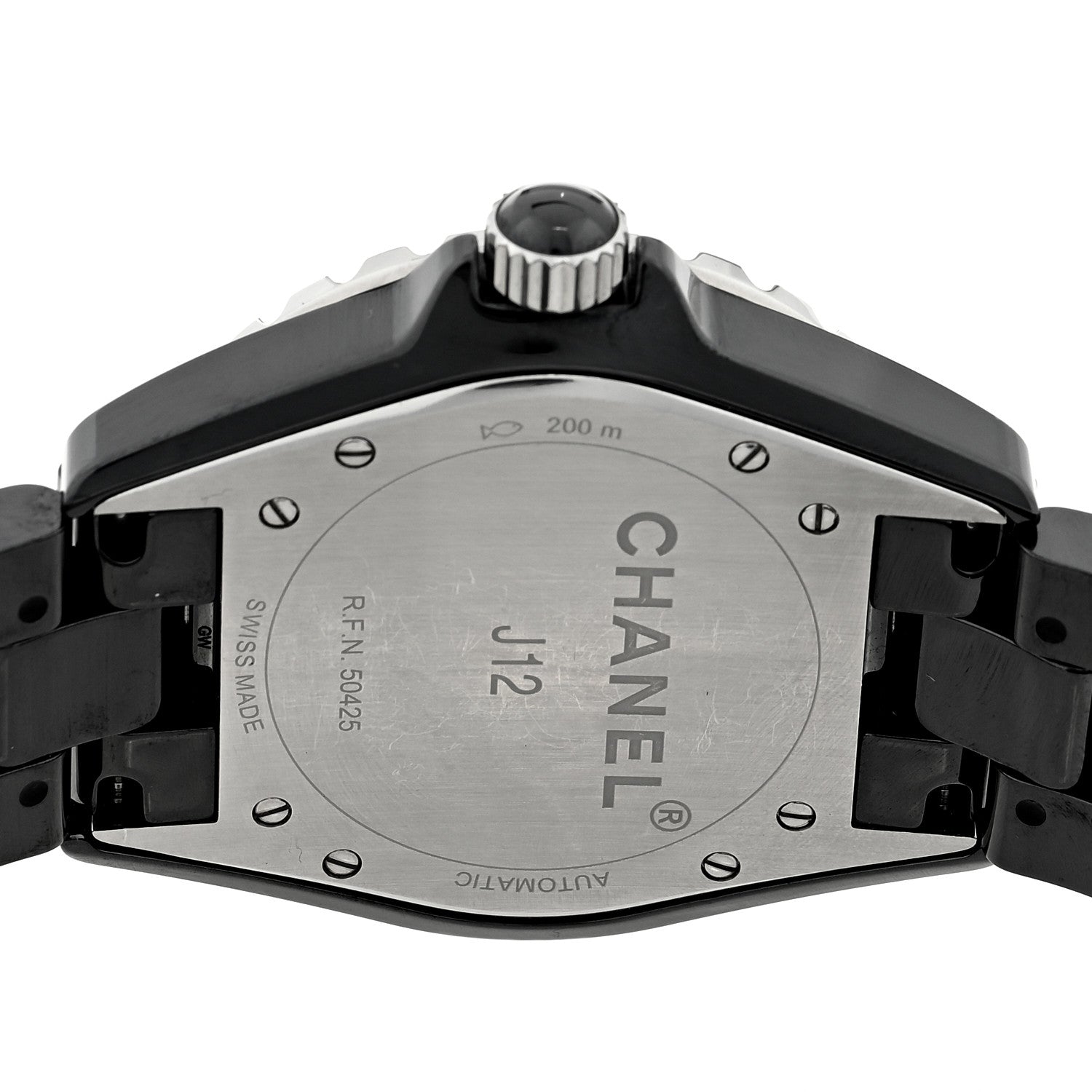 Chanel Stainless Steel Ceramic Diamond 38mm J12 Automatic Watch Black 4 of 4