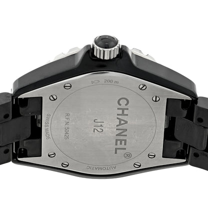 Chanel Stainless Steel Ceramic Diamond 38mm J12 Automatic Watch Black 4 of 4