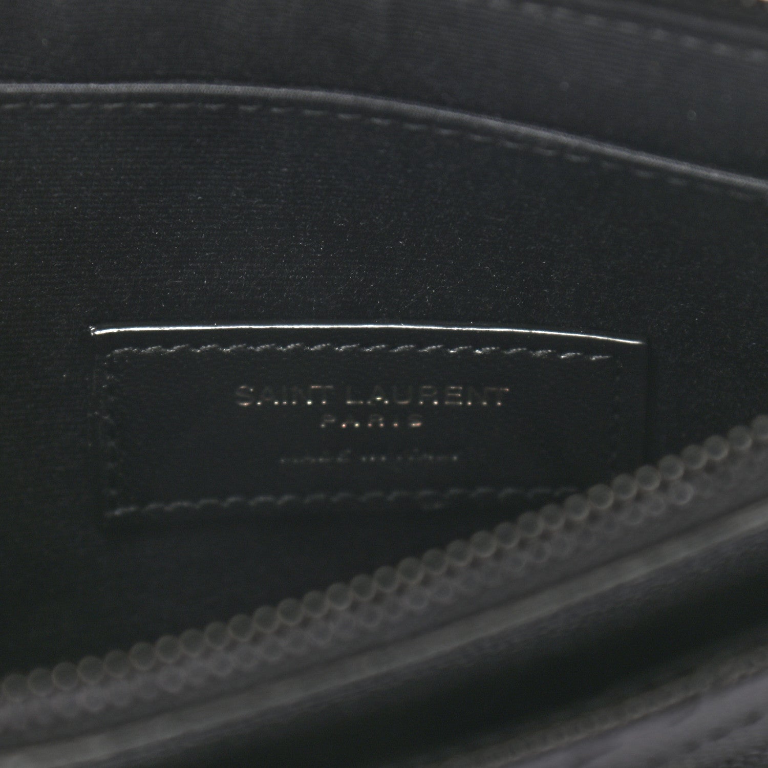 Saint Laurent Grain De Poudre Chevron Monogram Bill Pouch Black 6 of 6