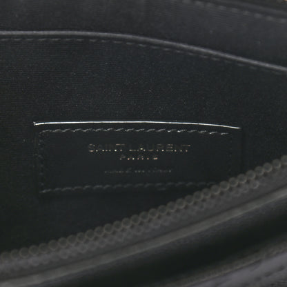 Saint Laurent Grain De Poudre Chevron Monogram Bill Pouch Black 6 of 6