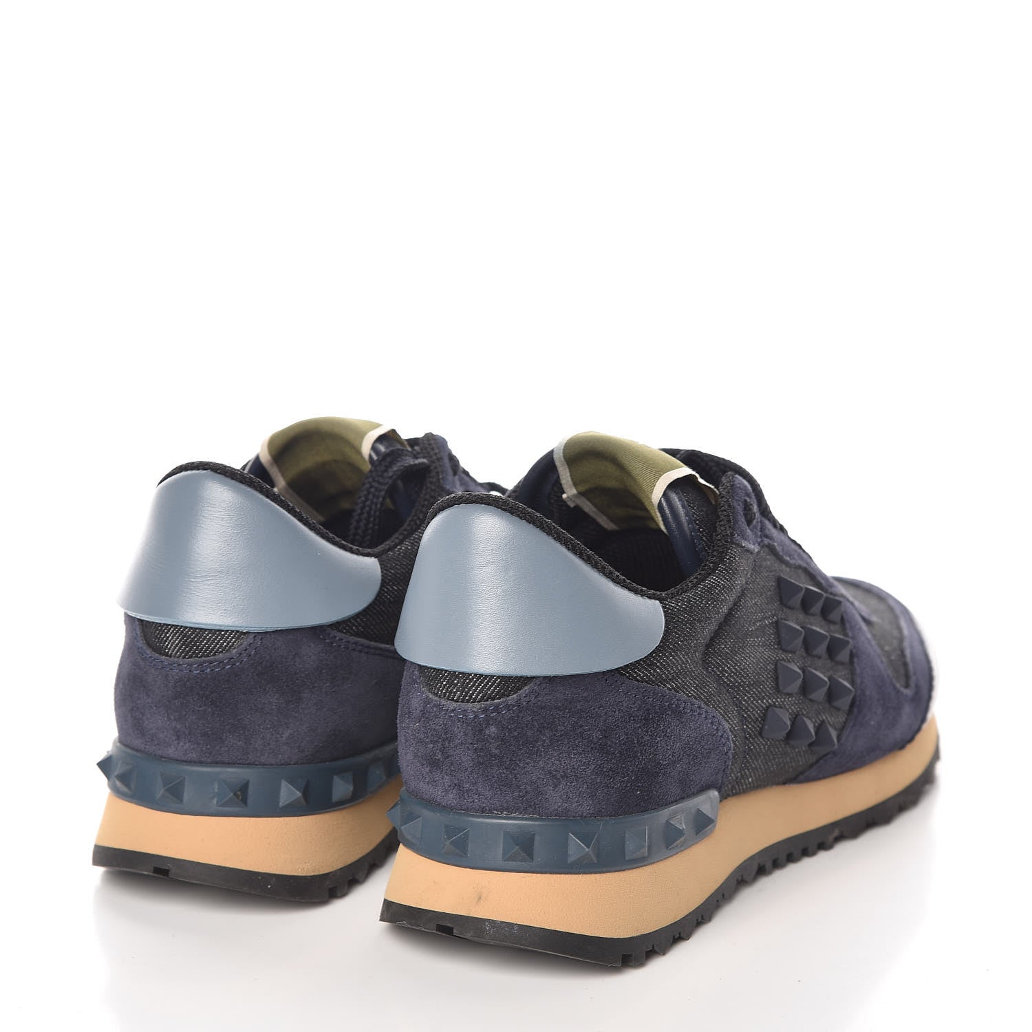 Valentino Garavani Denim Calfskin Suede Rockstud Sneakers 35.5 Indigo 4 of 8