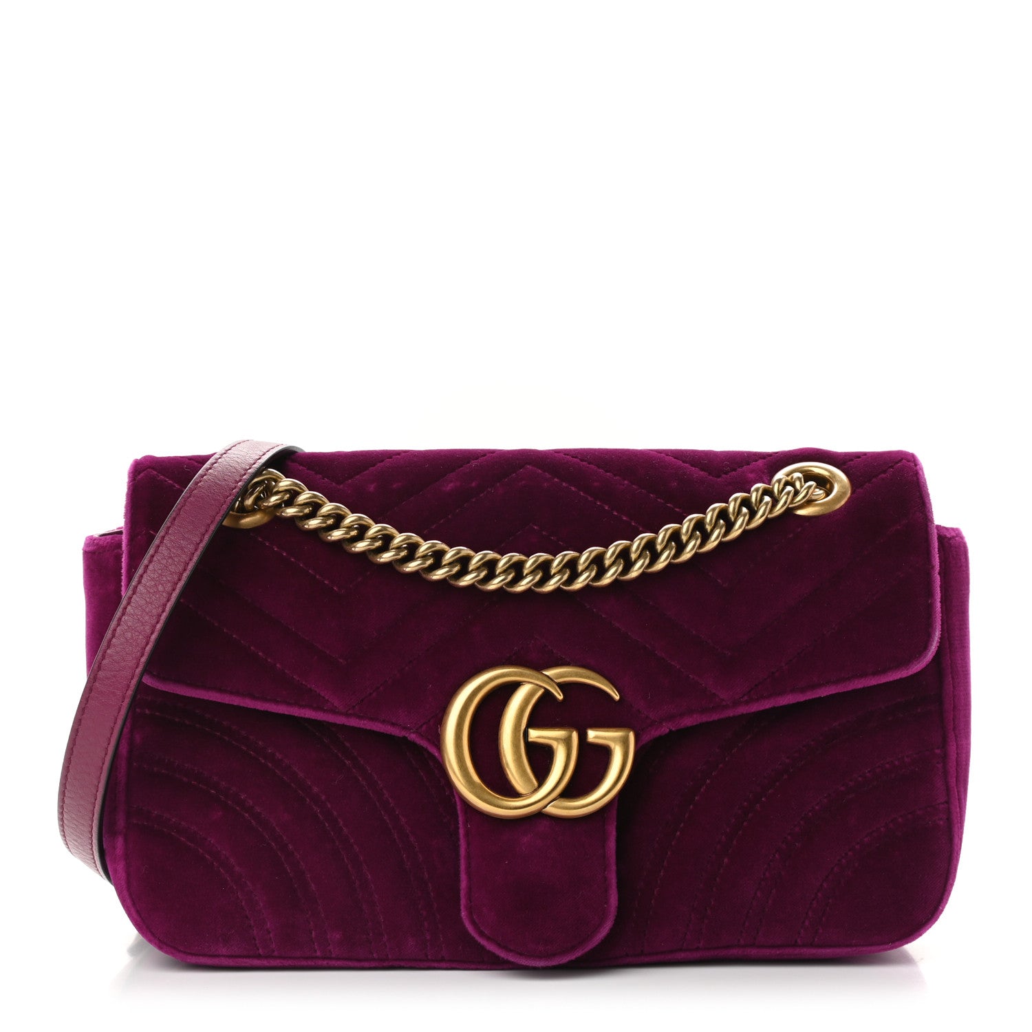 Gucci Velvet Matelasse Small GG Marmont Shoulder Bag Fuchsia Violet Cyclamen 1 of 11