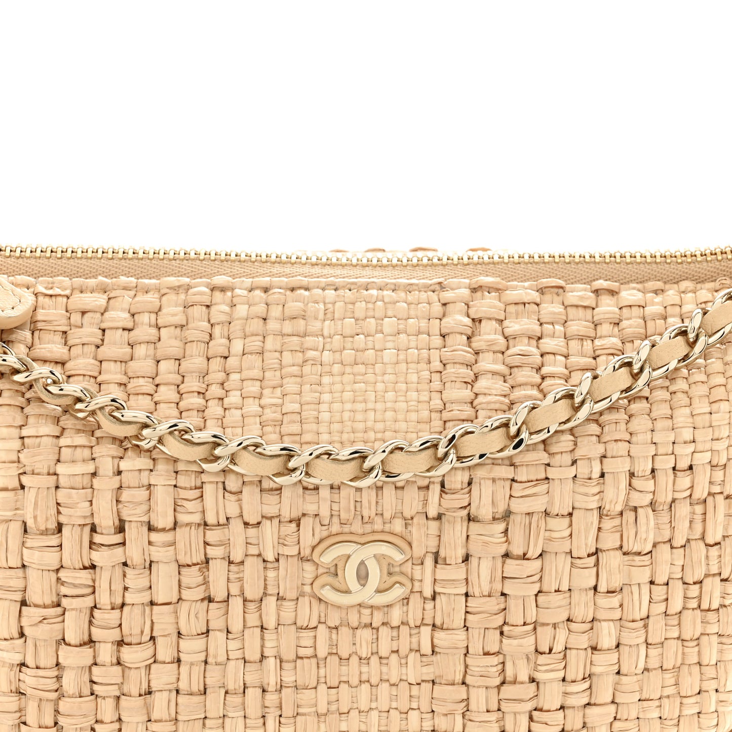 Raffia Other Shape With Chain Beige