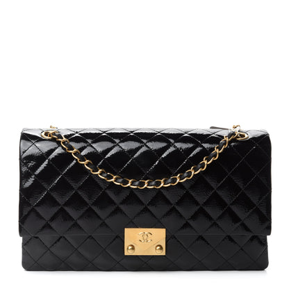 Chanel Patent Goatskin Quilted 3 Pocket Accordion Flap Black 1 of 11