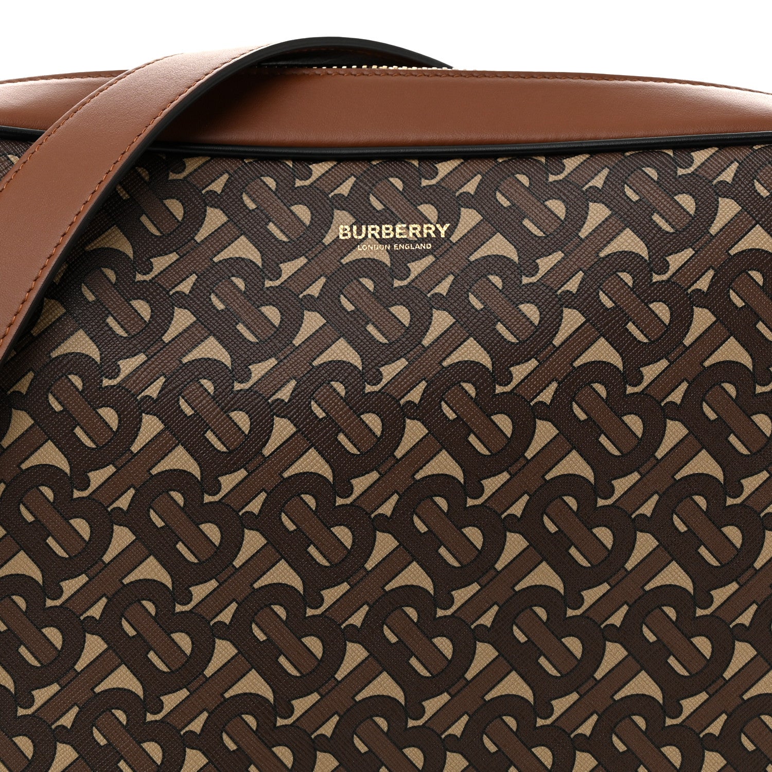 Burberry E-Canvas Monogram Calfskin Knight Messenger Bag Bridle Brown 7 of 9