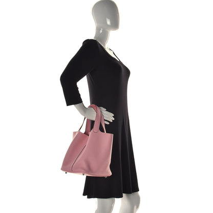 Hermes Taurillon Clemence Picotin Lock 22 MM Rose Sakura 2 of 13
