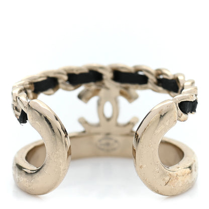 Chanel Metal Lambskin CC Ring 54 Gold Black 3 of 5