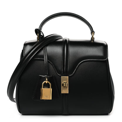 Celine Satinated Calfskin Mini 16 Top Handle Bag Black 1 of 8