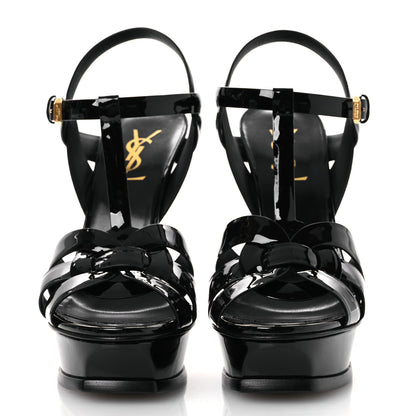 Saint Laurent Patent Tribute 105 Platform Sandals 38 Black 3 of 11