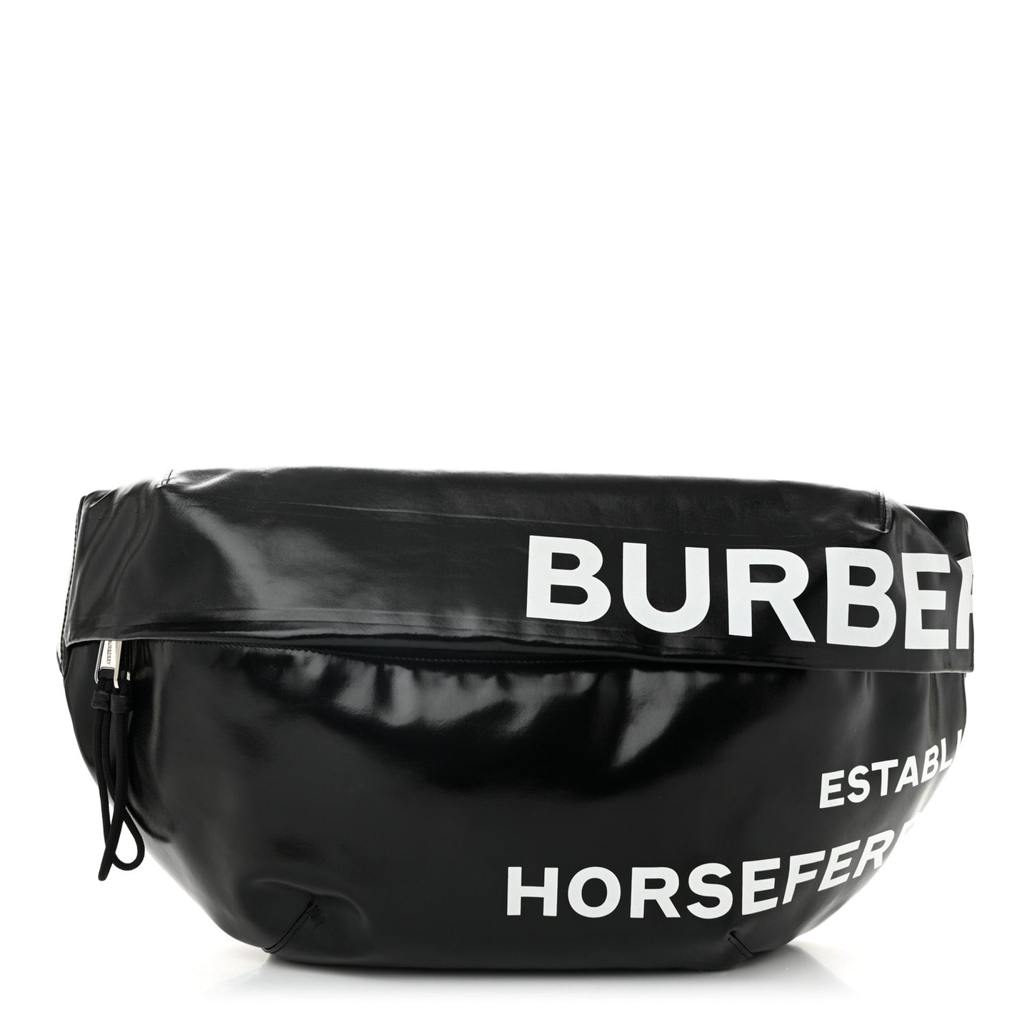 Coated Canvas Horseferry Print Extra Large Bum Bag Black