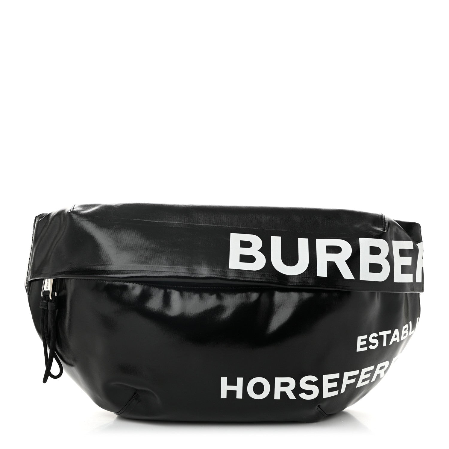Burberry Coated Canvas Horseferry Print Extra Large Bum Bag Black 1 of 10