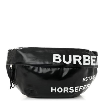 Burberry Coated Canvas Horseferry Print Extra Large Bum Bag Black 1 of 10